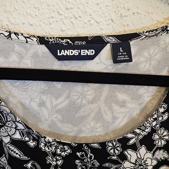 Land's End Large Modal Blend Stretchy Floral Black Dress - Picture 4 of 11